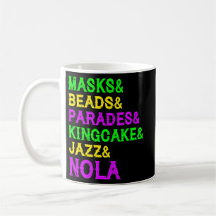 Mardi Gras Masken Beads Jazz Parade King Cake Carn Kaffeetasse