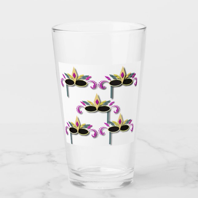 Mardi Gras Masken Design farbenfroh Glas (Vorderseite)
