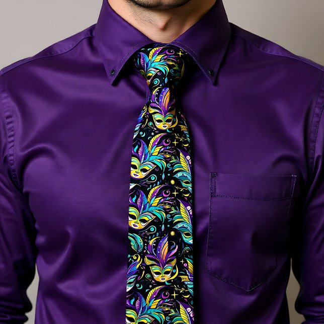 Mardi Gras Masken Muster Krawatte (Mardi Gras Masks pattern Neck Tie)