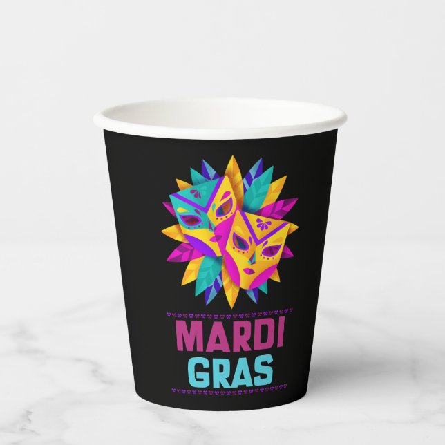 Mardi Gras Masken Paper Cup Pappbecher (Vorderseite)