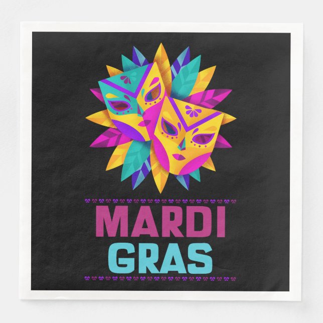 Mardi Gras Masken Papier Napkins Serviette (Vorderseite)
