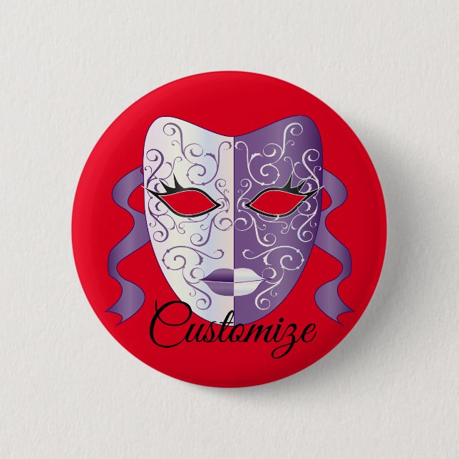 Mardi gras masken Thunder_Cove Button (Vorderseite)