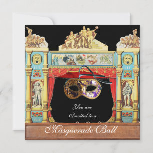 MARDI GRAS MASKENBALL MASKEN THEATERBÜHNE EINLADUNG