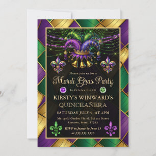 Mardi Gras Maskenball Quinceanera Einladung