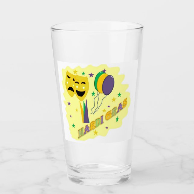 Mardi Gras Maskendesign farbenfroh Glas (Vorderseite)