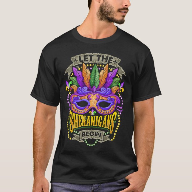Mardi Gras Maskenkostüm Lass Die Shenanigans fange T-Shirt (Vorderseite)