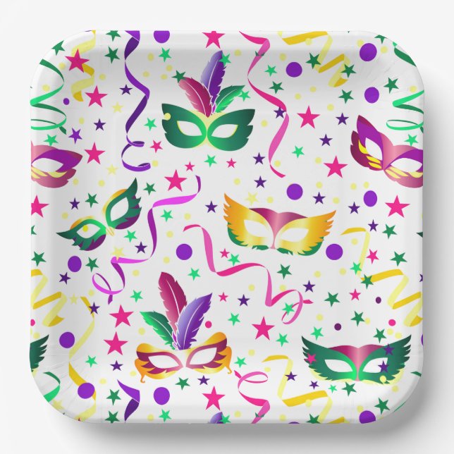 Mardi Gras Masks Pappteller (Vorderseite)