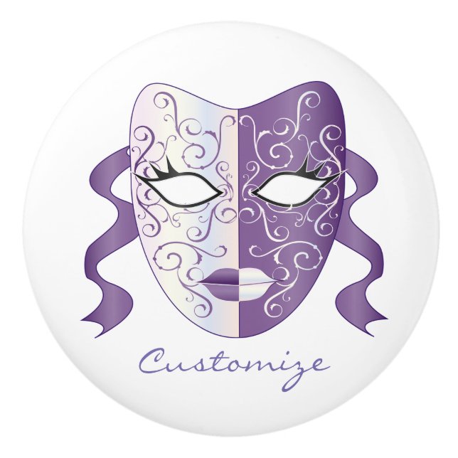 Mardi Gras MaskThunder_Cove Keramikknauf (Vorderseite)