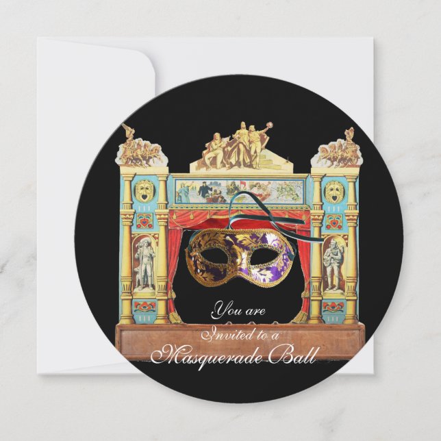 MARDI GRAS MASQUERADE BALL MASKS THEATER BÜHNE EINLADUNG (Vorderseite)