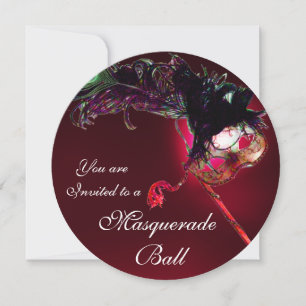 MARDI GRAS MASQUERADE BALL rot burgunderrot Einladung
