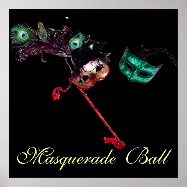 MARDI GRAS MASQUERADE BALL, schwarz Poster (Vorne)