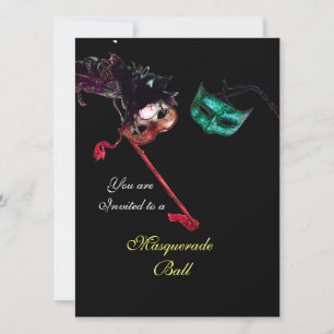 MARDI GRAS MASQUERADE BALL, Schwarze uAwg Einladung