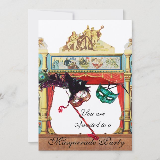 MARDI GRAS MASQUERADE BALL THEAATER BÜHNE Silber Einladung (Vorderseite)