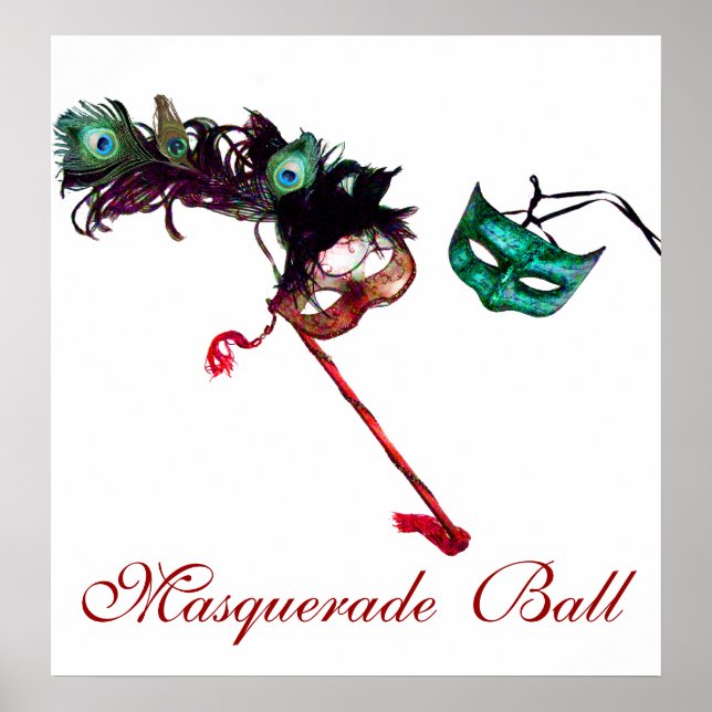 MARDI GRAS MASQUERADE BALL, weiß Poster (Vorne)