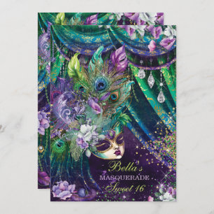 Mardi Gras Masquerade Birthday Party Invitations Einladung