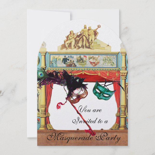 MARDI GRAS MASQUERADE COSTUME PARTY THEATER Pearl Einladung (Vorderseite)