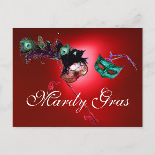 MARDI GRAS MASQUERADE Edelrot Postkarte