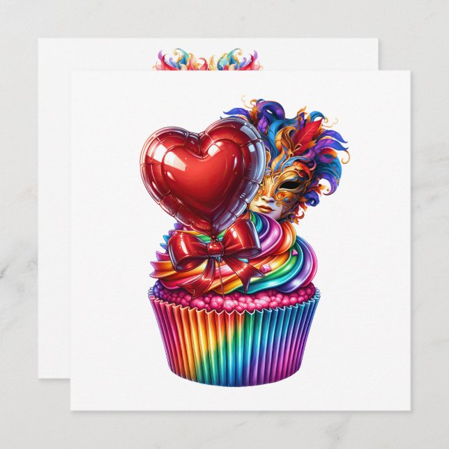 Mardi Gras Masquerade Einladung (Vorne/Hinten)