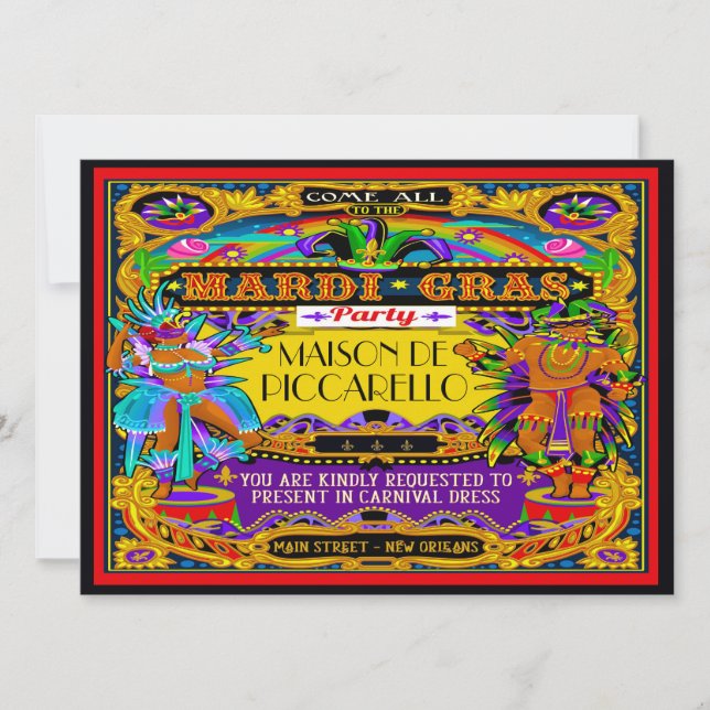 Mardi Gras Masquerade Einladung (Vorderseite)