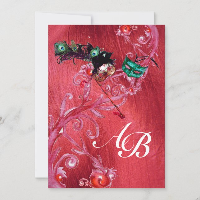 MARDI GRAS MASQUERADE, MAGIC BERRIES MONOGRAMM Sei Einladung (Vorderseite)