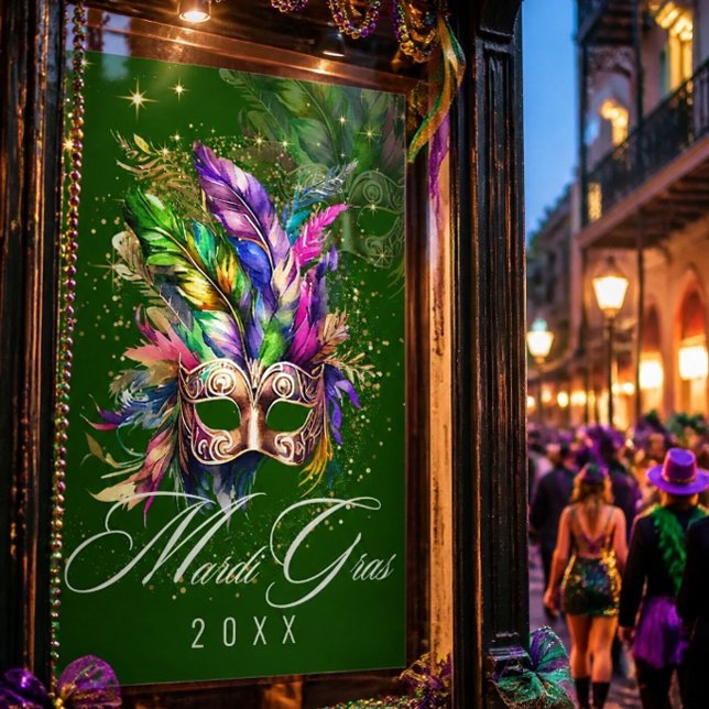 Mardi Gras Masquerade Mask | Grünes Poster (Von Creator hochgeladen)