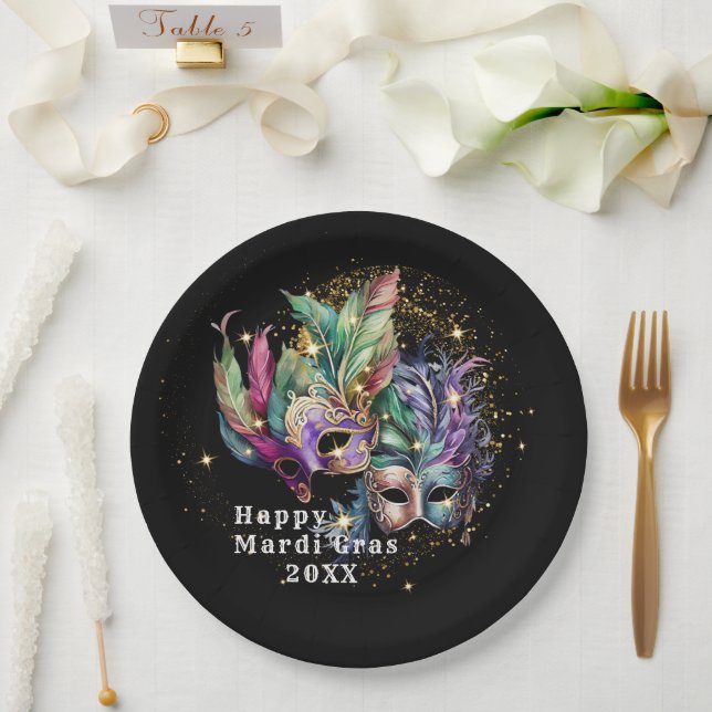 Mardi Gras Masquerade Mask Pappteller (Hochzeit)