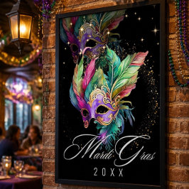 Mardi Gras Masquerade Mask | Schwarzes Poster