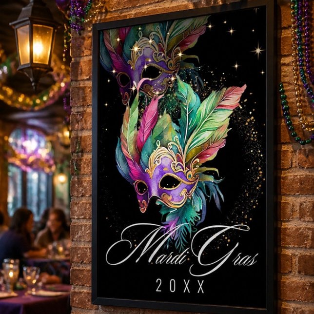 Mardi Gras Masquerade Mask | Schwarzes Poster (Von Creator hochgeladen)