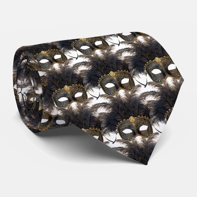 Mardi Gras Masquerade Masken Karneval Gold Black Krawatte (Gerollt)