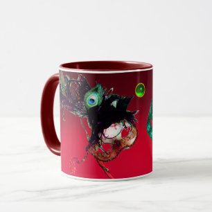 MARDI GRAS MASQUERADE MASKEN  Roter Burgunder-Edel Tasse
