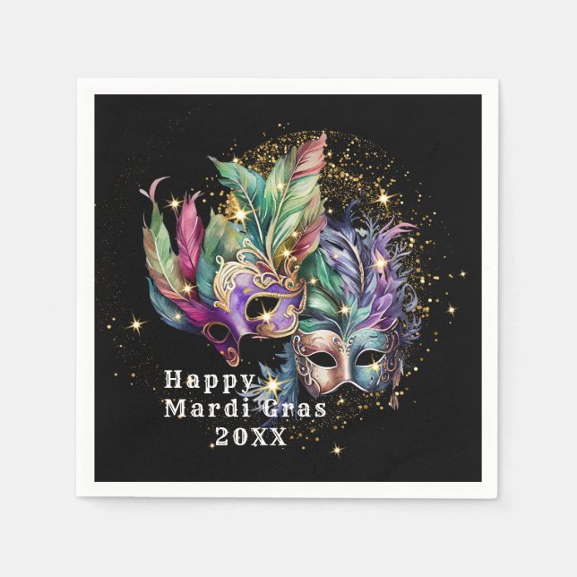 Mardi Gras Masquerade Maskenpapier Napkins Serviette (Vorderseite)