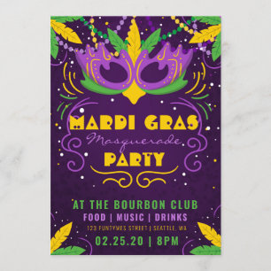 Mardi Gras Masquerade Party Einladung