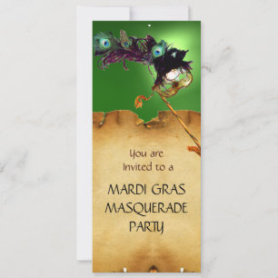 MARDI GRAS MASQUERADE PARTY, Gelb grün Einladung
