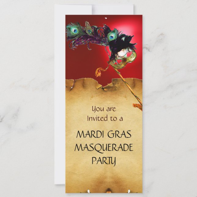 MARDI GRAS MASQUERADE PARTY, rot Einladung (Vorderseite)