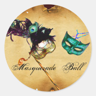 MARDI GRAS MASQUERADE Perchment Runder Aufkleber