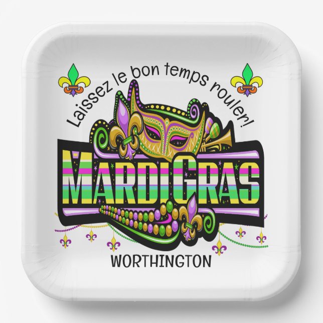 Mardi Gras Matches Theme Pappteller (Vorderseite)