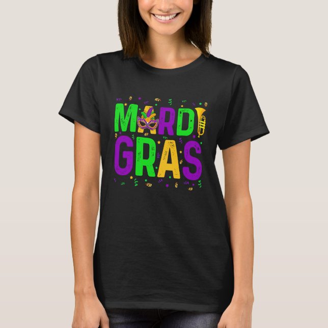 Mardi Gras Men Womens Cute Mask Mardi Gras Beads T-Shirt (Vorderseite)