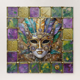 Mardi Gras Metal Keramik Farbenfrohe Feather Maske Puzzle