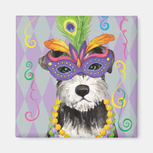 Mardi Gras Mini Schnauzer Magnet