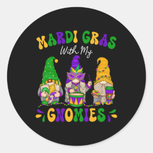 Mardi Gras mit meinen Gnomies Funny Mardi Gras Bea Runder Aufkleber