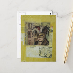 Mardi Gras Mixed Media Collage Postkarte