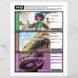 Mardi Gras Mock Ticket für Reisen und Veranstaltun