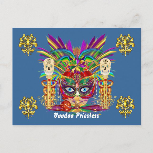 Mardi Gras Mojo Priestess View Notes Bitte Einladungspostkarte (Vorderseite)