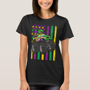 Mardi Gras Monster Truck Jester Beads Flag Kids B T-Shirt