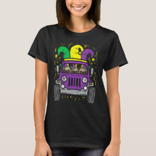 Mardi Gras Monster Truck Jester Mops Carnival Dog T-Shirt
