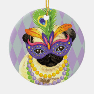 Mardi Gras Mops Keramikornament