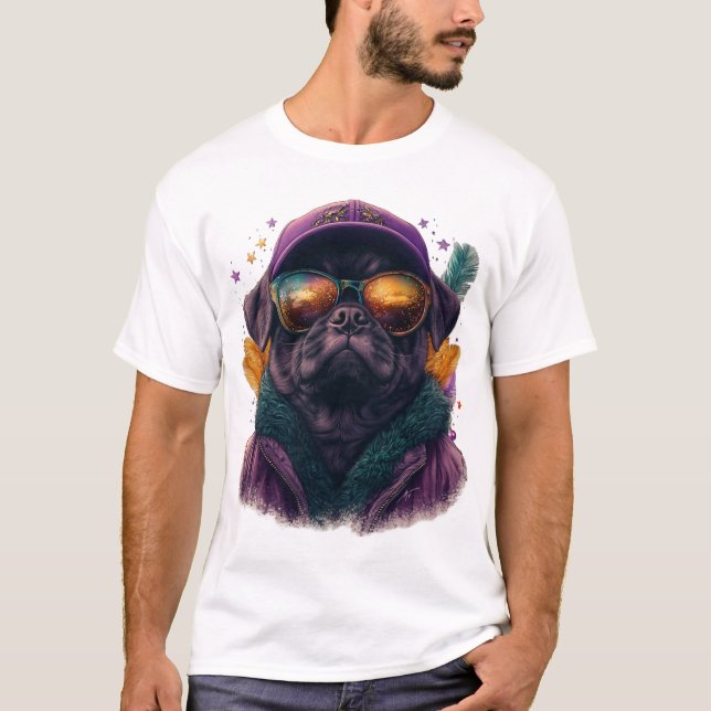 Mardi Gras Mops Vibrant T-Shirt (Vorderseite)