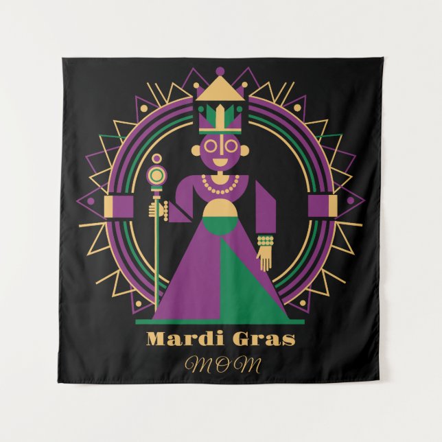 Mardi Gras Mutter 2026 Königin Wandteppich (Vorderseite)