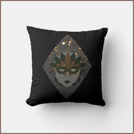 Mardi Gras Mysterium Bronze & Black Glitzer Kissen