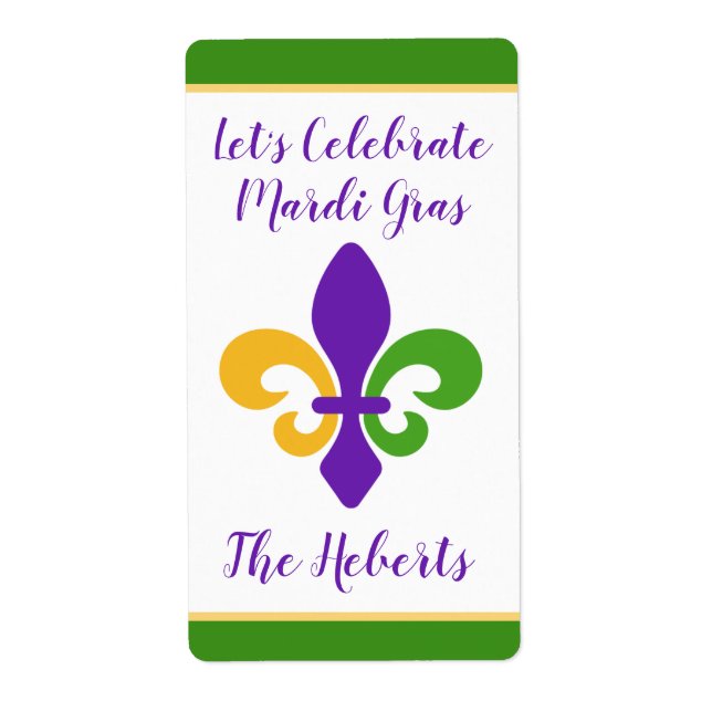 Mardi Gras NAME Green Gold Purple Fleur de Lis (Vorne)